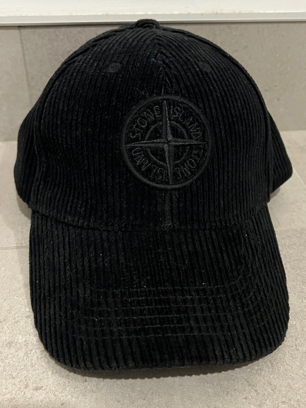 STONE ISLAND Black Corduroy Hat size Large L